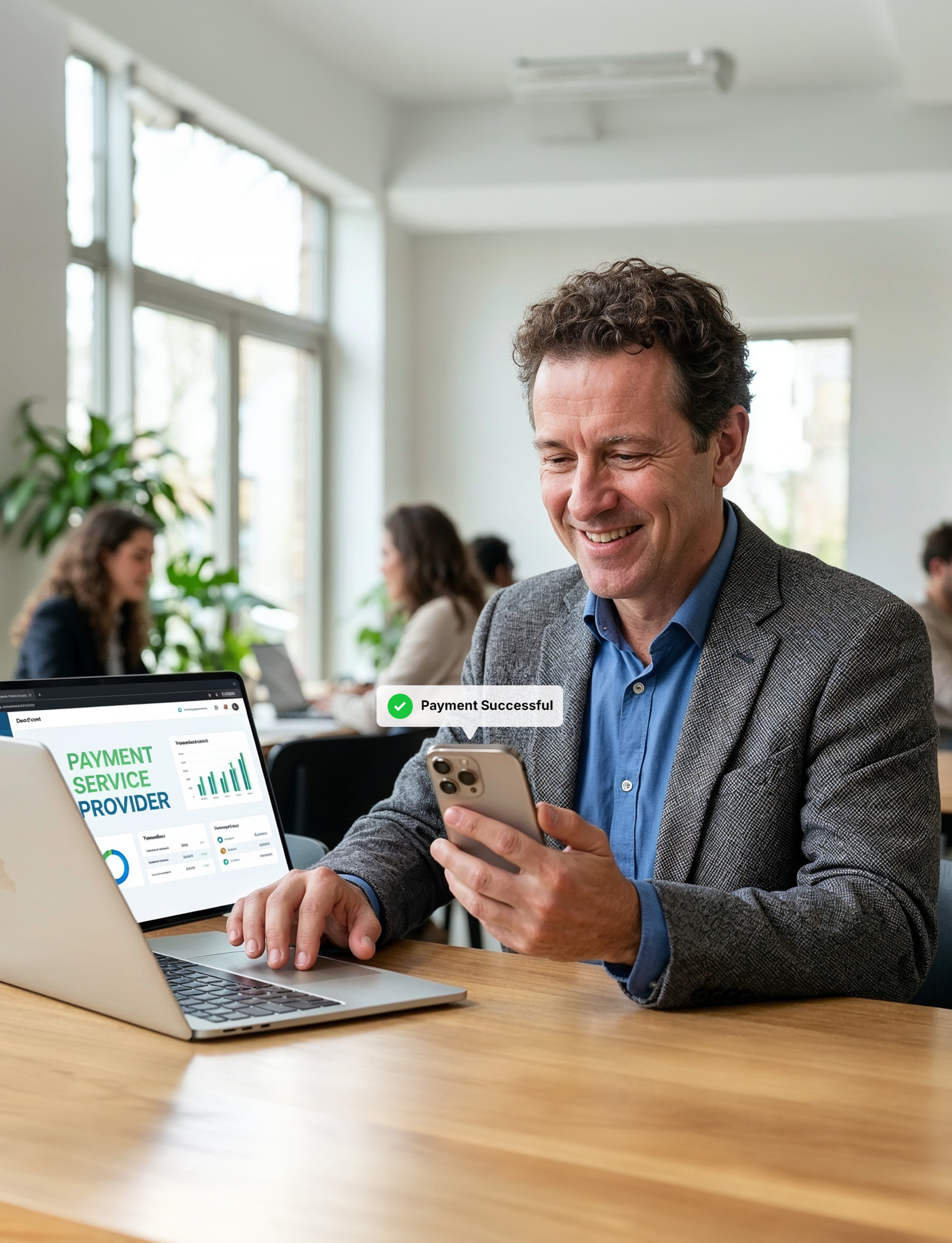 Business professional using payment service provider platform